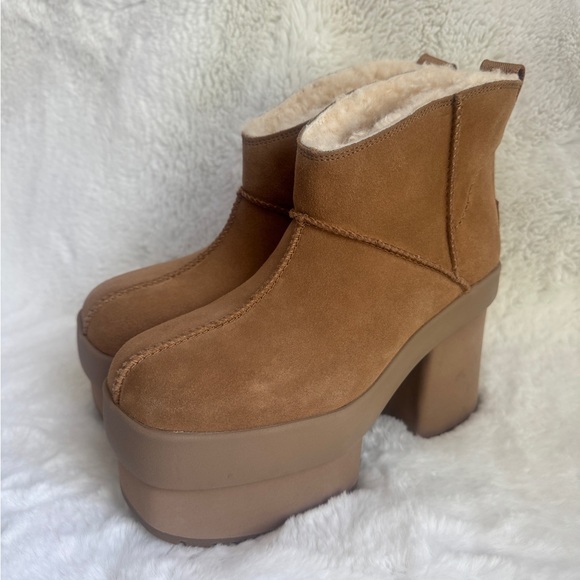 UGG New Heights Mini Platform Suede Boots women's size 8 NEW - Picture 7 of 11